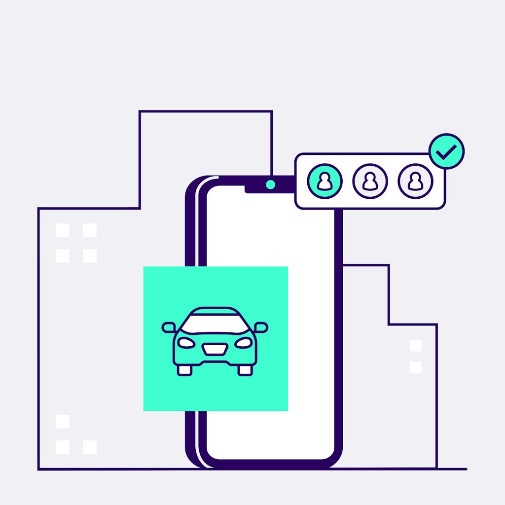illustration of a phone being used to onboard car rental users