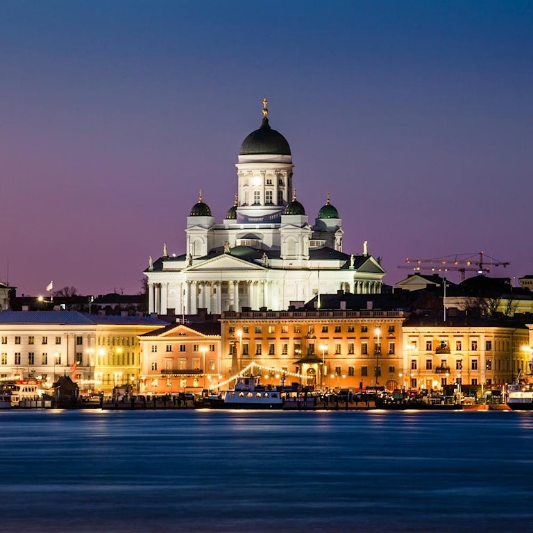 Helsinki skyline at night