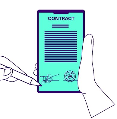 Grafik eines HR-Vertrags, der elektronisch unterzeichnet wird